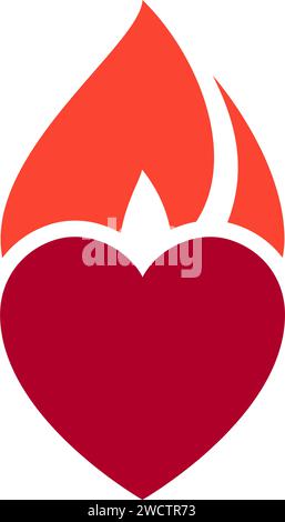 Feuerflamme, heißes Herzsymbol, kann für Logo und Markennamen, Vektorillustration verwendet werden. Stock Vektor