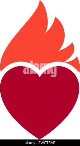 Feuerflamme, heißes Herzsymbol, kann für Logo und Markennamen, Vektorillustration verwendet werden. Stock Vektor