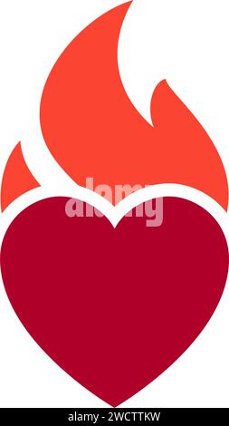 Feuerflamme, heißes Herzsymbol, kann für Logo und Markennamen, Vektorillustration verwendet werden. Stock Vektor