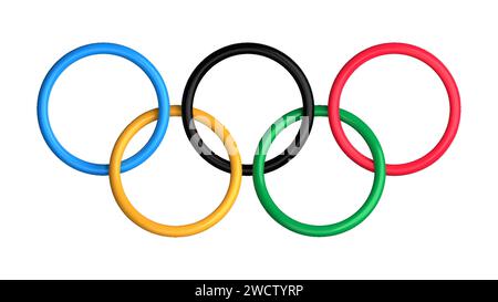 3D Olympische Ringe. Logo der Olympischen Spiele. Vektorabbildung Stock Vektor