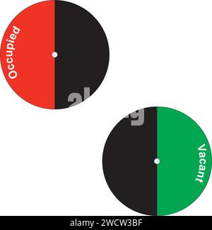 Rotes und grünes, leeres oder besetztes rundes Schieberegler-Schild auf weißem Hintergrund Stock Vektor