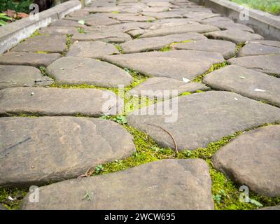 Fragment eines Wanderweges aus Natursteinen Stockfoto