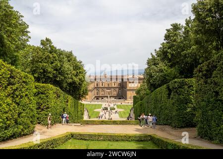 Boboli Gardens mit Palazzo Pitti, Florenz, Italien Stockfoto