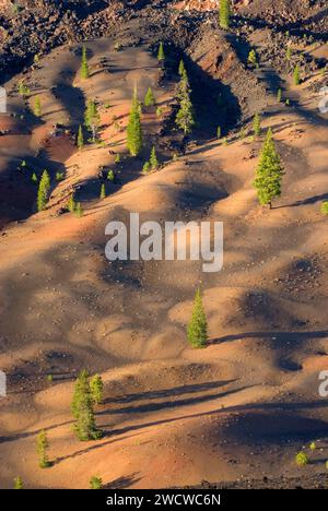 Fantastische Lavastrom aus Schlackenkegel, Lassen Volcanic Nationalpark, Kalifornien Stockfoto