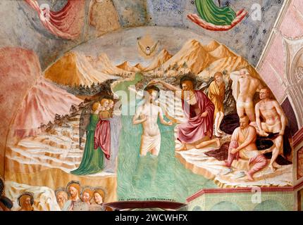 Battesimo di Cristo - affresco - Masolino da Panicale - 1435 - Castiglione Olona (Va), Battistero della Collegiata Stockfoto