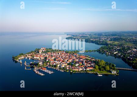 Deutschland, Bayern, Bodensee, Lindau und Hafen, Luftaufnahme auf der Insel Lindau Stockfoto