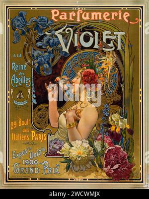 Parfümwerbung - Parfumerie Violet (1900) Louis Théophile Hingre Kunstwerk, Jugendstilstil Stockfoto