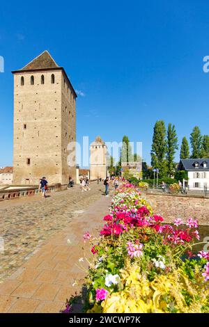 Frankreich, Bas Rhin, Straßburg, Altstadt zum Weltkulturerbe der UNESCO, Petite France, der überdachten Brücken über den Fluss Ill Stockfoto