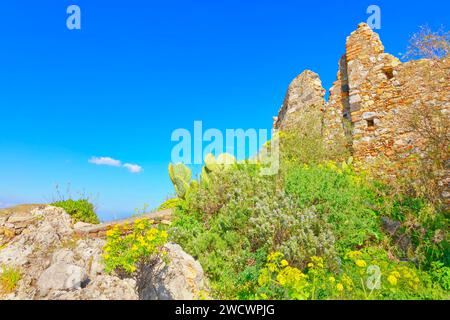 Italien, Sizilien, Taormina, Ruinen der normannischen Burg Stockfoto