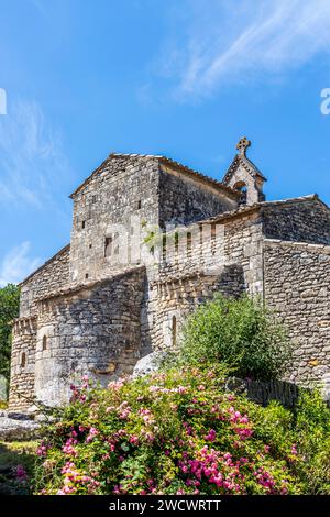 Frankreich, Vaucluse, regionaler Naturpark Luberon, Saint Pantaléon, Kirche aus dem 12. Jahrhundert Stockfoto