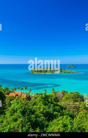 Thailand, Provinz trat, Insel Ko Chang, Panoramablick über die Bucht von Kai Bae Stockfoto