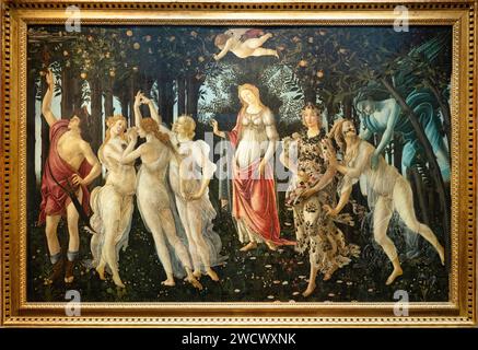 Italien, Toskana, Florenz, Galleria degli Uffizien, „Primavera“ von Botticelli Stockfoto