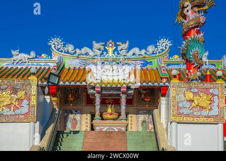 Thailand, Chanthaburi, Chanthaboon Waterfront Community, chinesischer buddhistischer Tempel Chao Mae Kuan im Stockfoto