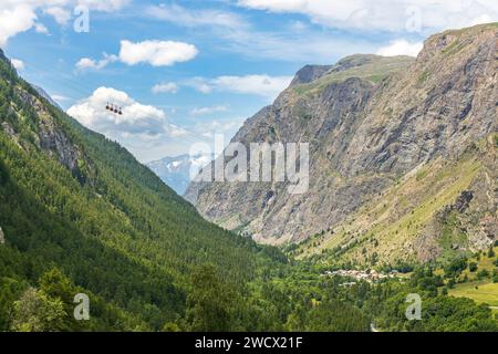 Frankreich, Hautes-Alpes, Hochtal der Romanche, La Grave, Seilbahn der Gletscher der Meije (1450 - 3200 m) Stockfoto