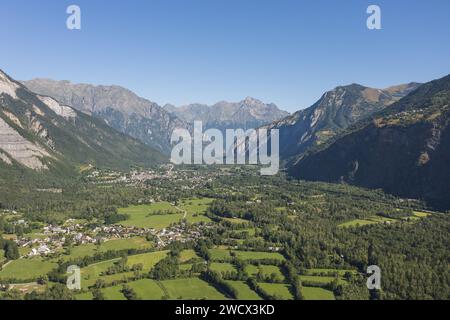 frankreich, Isere (38), l'Oisans, Le Bourg-d'Oisans, Nationalpark Ecrins (Luftaufnahme) Stockfoto
