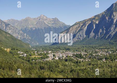 frankreich, Isere (38), l'Oisans, Le Bourg-d'Oisans, Nationalpark Ecrins (Luftaufnahme) Stockfoto