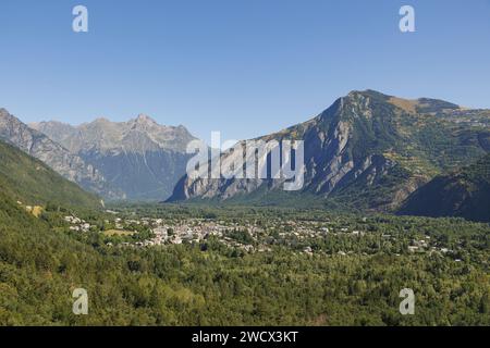 frankreich, Isere (38), l'Oisans, Le Bourg-d'Oisans, Nationalpark Ecrins (Luftaufnahme) Stockfoto