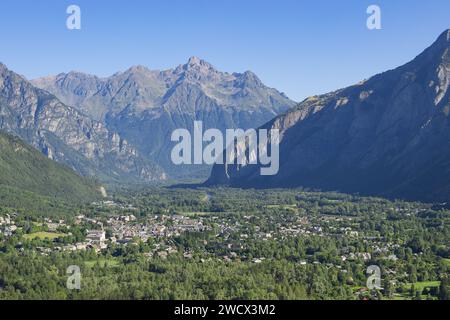 frankreich, Isere (38), l'Oisans, Le Bourg-d'Oisans, Nationalpark Ecrins (Luftaufnahme) Stockfoto