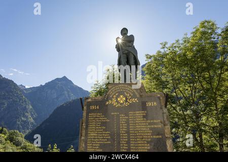 Frankreich, Isere (38), das Belledonne-Massiv, Le Rivier d’Allemont, Denkmal für den Ersten Weltkrieg Stockfoto