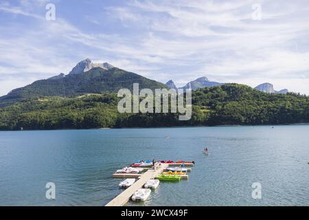 Frankreich, Isere, Sautet See und Obiou Berg nahe Corps Dorf entlang Napoleon Trail (Luftaufnahme) Stockfoto