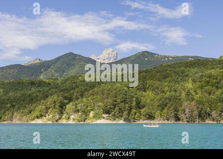 Frankreich, Isere, Sautet See und Obiou Berg nahe Corps Dorf entlang Napoleon Trail (Luftaufnahme) Stockfoto