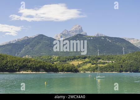 Frankreich, Isere, Sautet See und Obiou Berg nahe Corps Dorf entlang Napoleon Trail (Luftaufnahme) Stockfoto