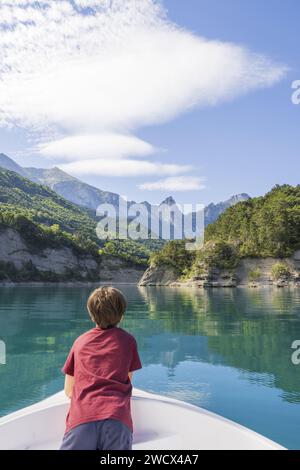 Frankreich, Isere, Souloise Schluchten, Sautet See und der Obiou Berg in der Nähe von Corps Dorf entlang Napoleon Trail (aus der Vogelperspektive) Stockfoto