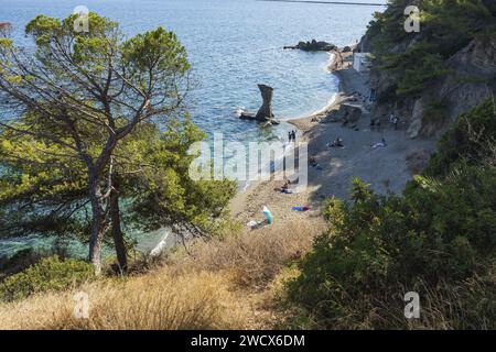 Frankreich, Var, Toulon, Pointe du Pipary, zwischen La Tour Royale und Fort Saint Louis, Miter Beach Stockfoto