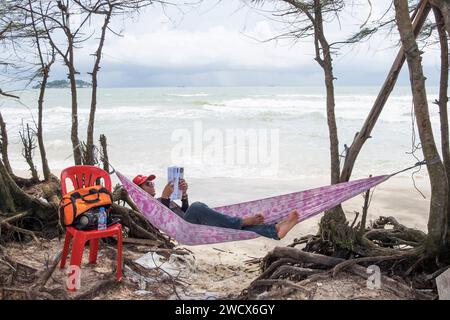 Kambodscha, Sihanoukville, Momente der Entspannung am Strand Stockfoto