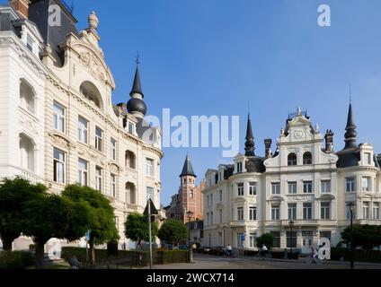 Stadthäuser im Fin-de-Siècle-Stil, Berchem, Zurenborg und Umgebung, Antwerpen, Belgien, Europa Stockfoto