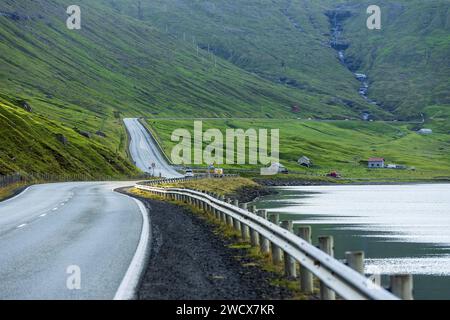 Dänemark, Färöer, Streymoy, Kaldbaksbotnur Stockfoto