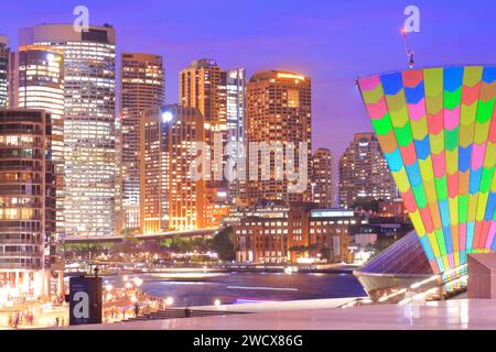 Australien, New South Wales, Sydney, Blick vom Sydney Opera House über Sydney Cove und den Central Business District (CBD) Stockfoto