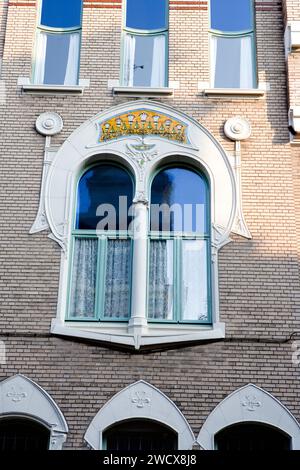 Stadthäuser im Fin-de-Siècle-Stil, Berchem, Zurenborg und Umgebung, Antwerpen, Belgien, Europa Stockfoto