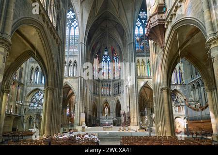 Frankreich, Mosel, Metz, Kathedrale Saint Etienne, die Kathedrale von Frankreich mit der größten verglasten Oberfläche, aber auch die mit den größten gotischen Fenstern in Europa Stockfoto