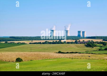 Frankreich, Mosel, Cattenom, das Kernkraftwerk Cattenom am Moselufer zwischen Thionville und Trier verfügt über vier Druckwasserreaktoren Stockfoto