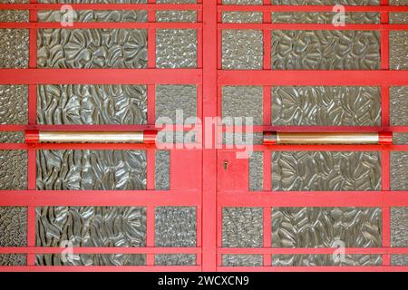 Frankreich, Meurthe et Moselle, Villers les Nancy, Detail der Tür eines Art déco-Apartmentgebäudes in der Rue des 3 Epis Stockfoto