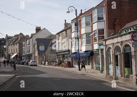 Eine Reihe von Geschäften in Swanage, Dorset, Großbritannien Stockfoto