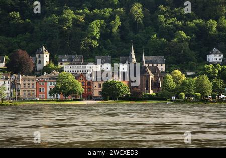 Ufer des Rheins in Sankt Goar am Rhein. Deutschland Stockfoto