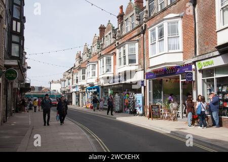 Eine Reihe von Geschäften in Swanage, Dorset, Großbritannien Stockfoto