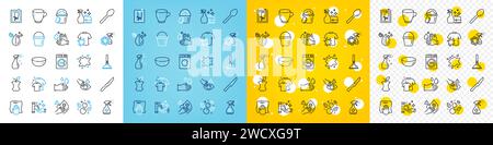 Vektorsymbole Set mit schmutzigen Spot-, Waschlappen- und Waschlappen-Symbolen. Für Web-App. Vektor Stock Vektor