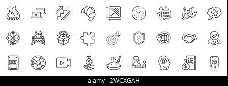 Icons werden als Air-Fan-, Puzzle- und Croissant-Symbole verpackt. Für Web-App. Vektor Stock Vektor