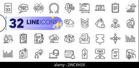Gliederung der Liniensymbole „Investition prüfen“, „Mitarbeiter“ und „Feldgröße“. Für Web-App. Vektor Stock Vektor
