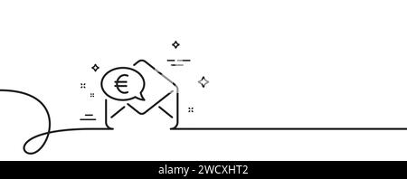 Symbol für Euro über E-Mail-Zeile. Geldzeichen senden oder empfangen. Durchgehende Linie mit Wellung. Vektor Stock Vektor