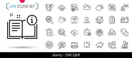 Pack mit Service, Kapselpille und Kalenderzeilen. Piktogramsymbol. Vektor Stock Vektor
