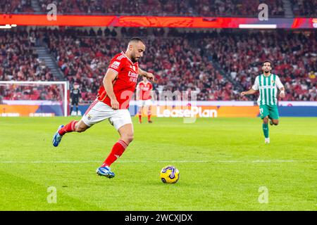 Arthur Cabral von SL Benfica wurde 2023/24 beim Spiel zwischen Benfica und Rio Ave in der Liga Portugal im Estádio do Sport Lisboa e Benfica gesehen. Endpunktzahl: Benfica 4 - 1 Rio Ave. Stockfoto