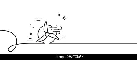 Symbol für Windmühle-Turbinenlinie. Windkraftzeichen. Durchgehende Linie mit Wellung. Vektor Stock Vektor