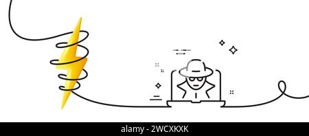 Symbol für Betrugslinie. Spion des Diebes. Durchgehende Linie mit Wellung. Vektor Stock Vektor