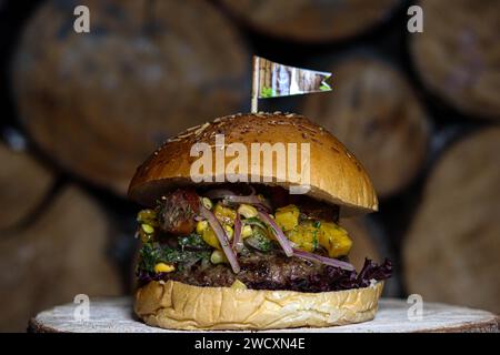 Hamburguesa Nahaufnahme Stockfoto