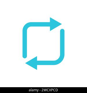 Synchronisierung, Synchronität, Drehen, Symbol Ändern, zwei Pfeile. Aus blauer Symbolgruppe. Stock Vektor