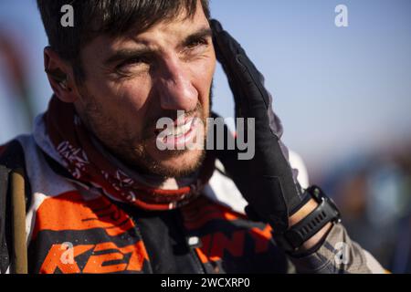 GERBER Jeremie (fra), TLDRacing, KTM, Moto, Originals von Motul, Porträt während der 10. Etappe der Dakar 2024 am 17. Januar 2024 um Al Ula, Saudi-Arabien Stockfoto